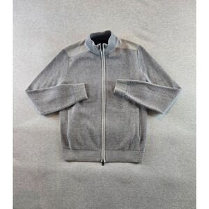 Theory Sweater Mens Small Gray Grasberg Cashwool Merino Wool Full Zip Ribbed L/S